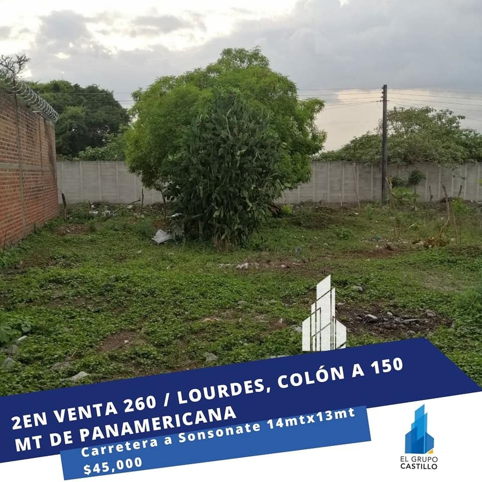 En venta 260 v2 en Lourdes, Colón a 150 mt de Panamericana a Sonsonate