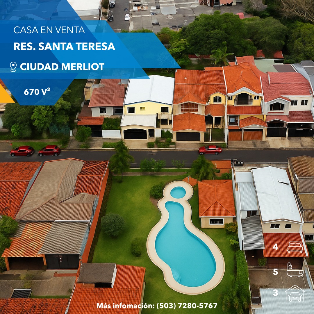 EN VENTA CASA EN RESIDENCIAL BOSQUES DE SANTA TERESA, CIUDAD MERLIOT, EL SALVADOR
